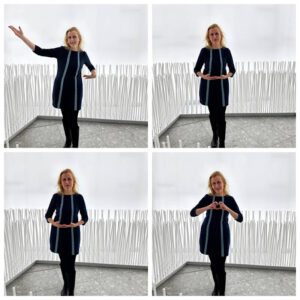 Frau vor Fotohintergrund