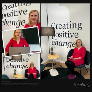 Collage einer Frau im Büro