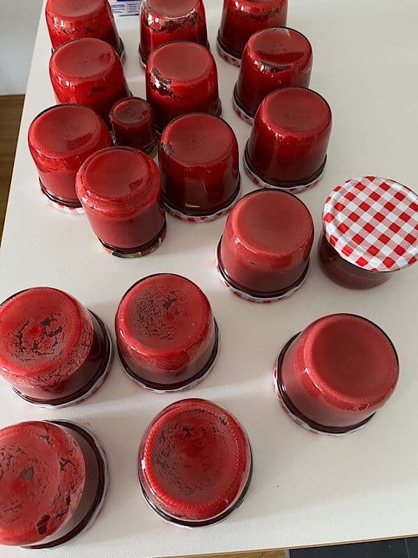 Gläser mit frisch eingekochter Marmelade