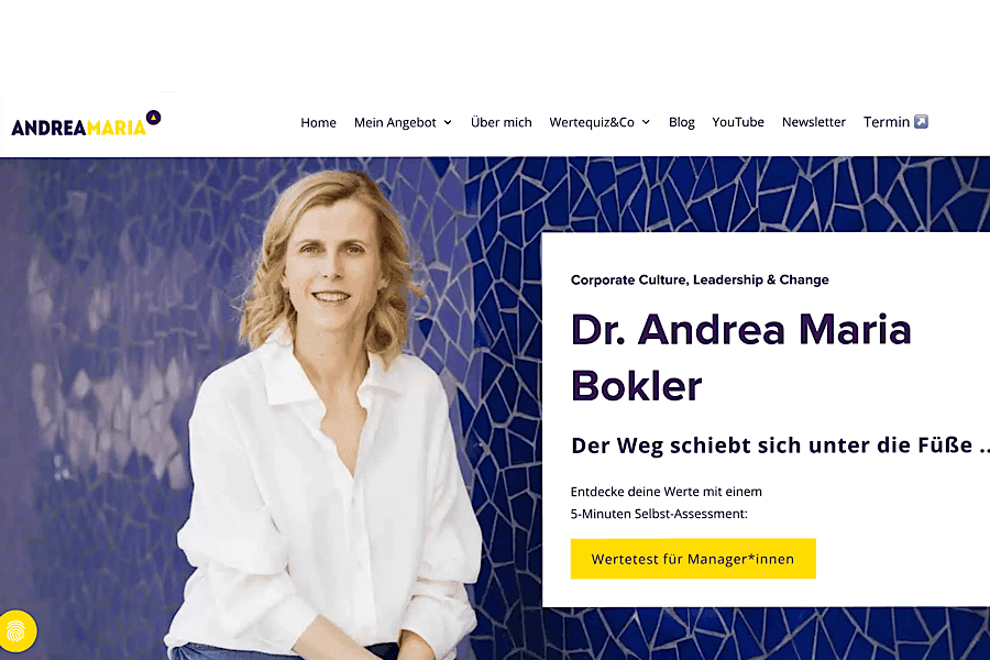 Startbildschrim von Webseite andrea-maria.com